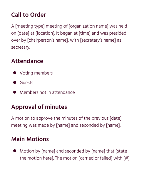 Formal Meeting Minutes Agenda Template Word Google Doc